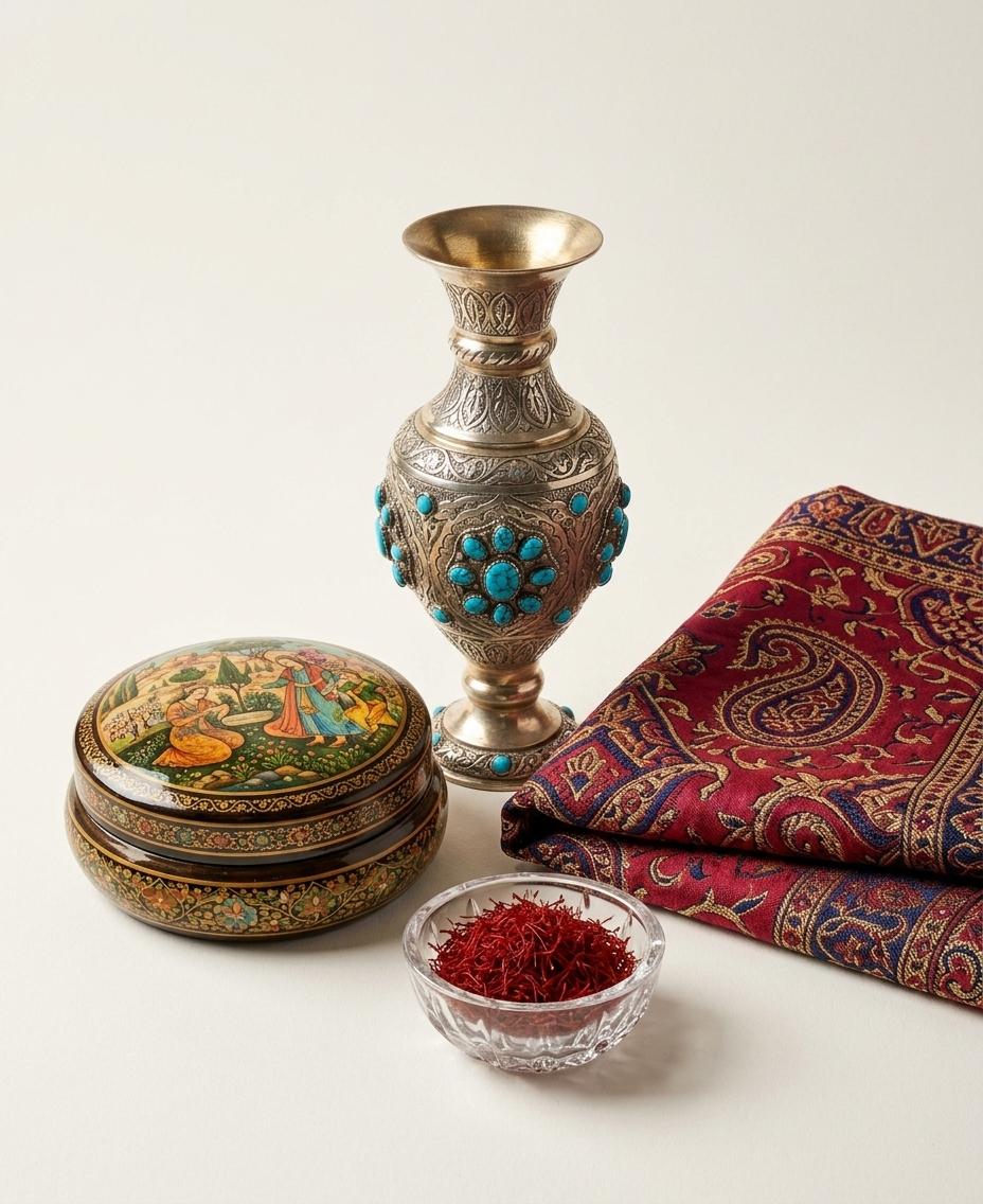 مجموعهای از سوغات و صنایع دستی ایرانی